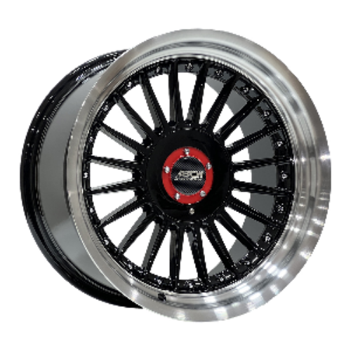 BCH-7307 8X17 4X100/108 ET20 73.1 BLACK LIP MAC+CHROME RIVETS